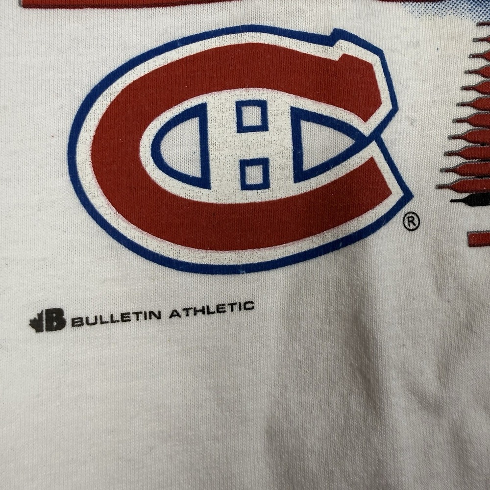 Vtg Montreal Canadiens Shirt Mens Large White 90s Bulletin Wrap Around AOP NHL - Picture 4 of 16